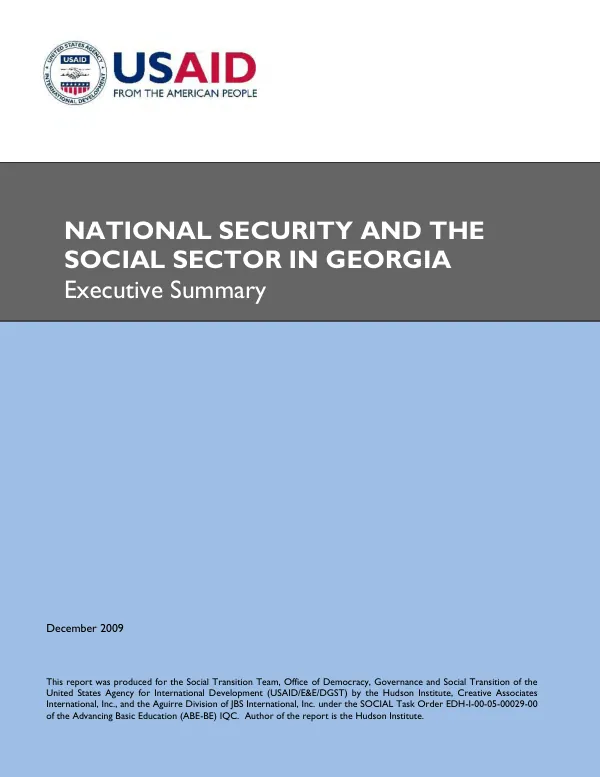 National security and the social sector in Georgia : executive summary