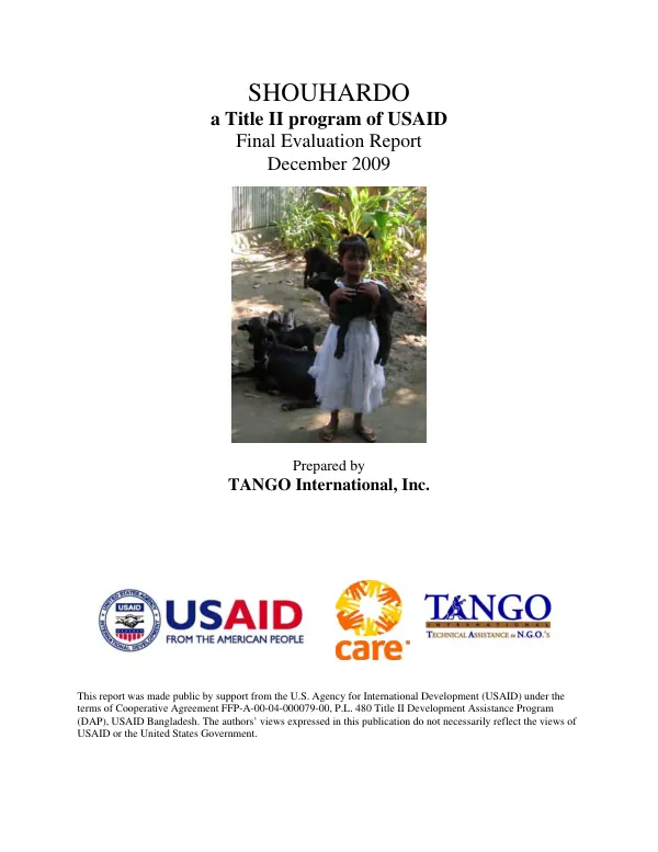 SHOUHARDO : a Title II program of USAID -- final evaluation report
