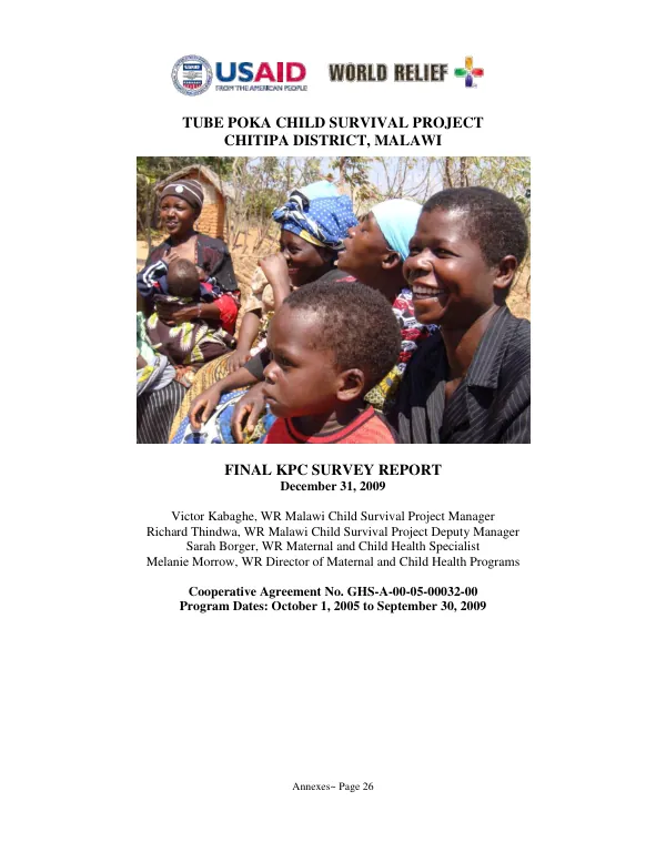 Tube Poka child survival project, Chitipa District, Malawi : final KPC survey report