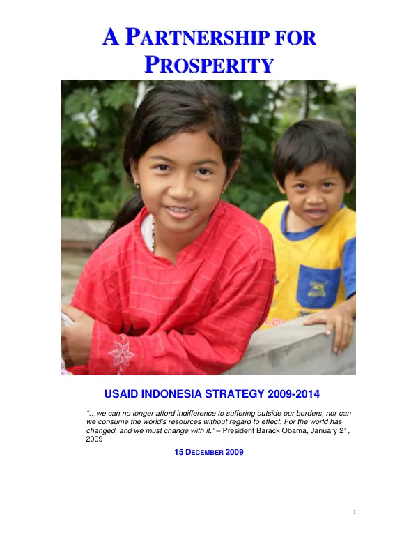 A partnership for prosperity : USAID Indonesia strategy 2009-2014