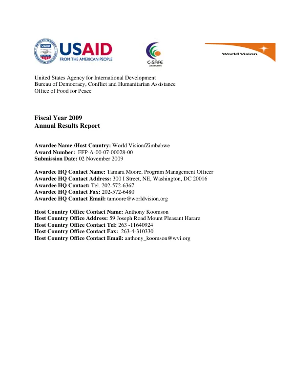 C-SAFE fiscal year 2009 annual results report