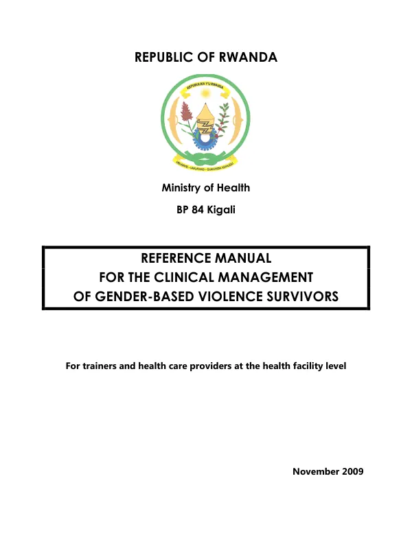 Reference manual for the clinical management of gender-based violence survivors