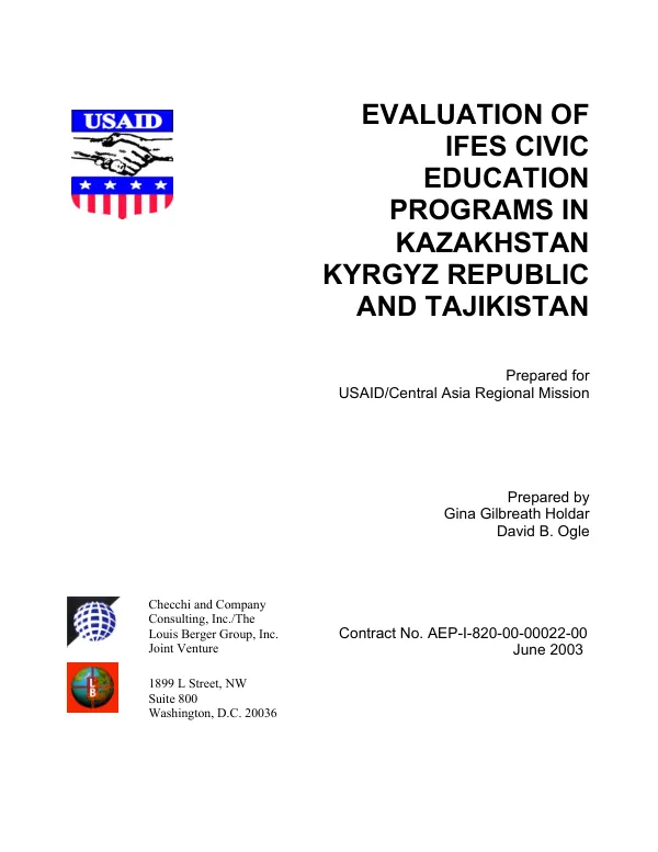 Evaluation of IFES civic education programs in Kazakhstan, Kyrgyz Republic and Tajikistan
