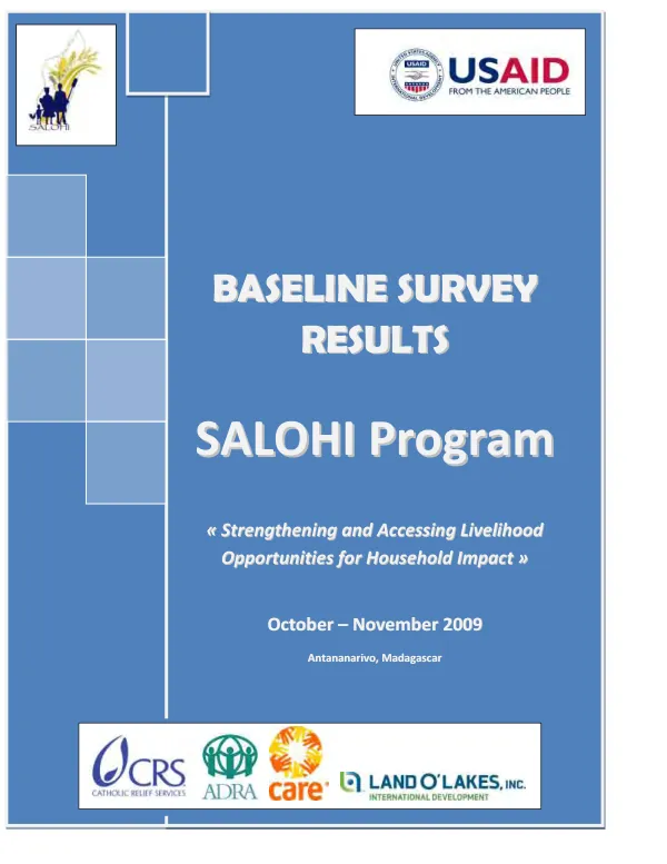 Baseline survey results SALOHI Program, October-November 2009