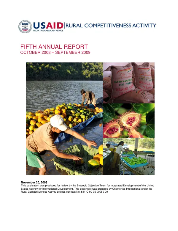 Rural competitiveness activtity fifth annual report, October 2008-September 2009