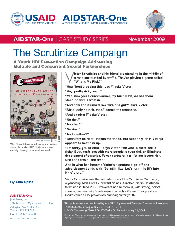 The Scrutinize campaign : a youth HIV prevention campaign addressing multiple and concurrent sexual partnerships