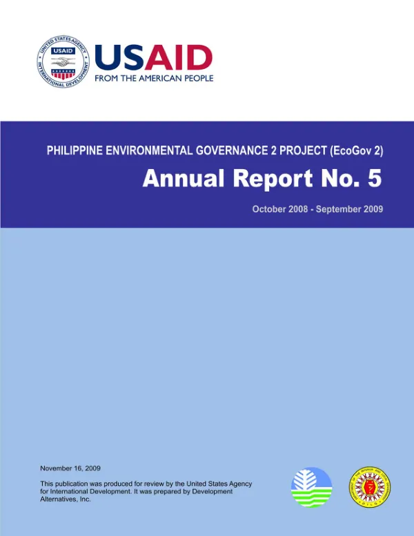 Philippine environmental governance 2 project (EcoGov 2) annual report no. 5, October 2008-September 2009