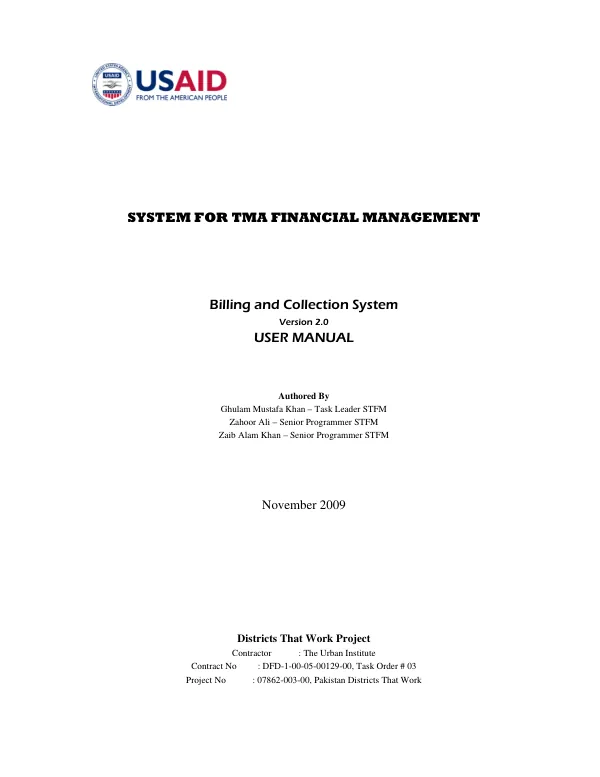 System for TMA financial management : billing and collection system -- version 2.0 : user manual