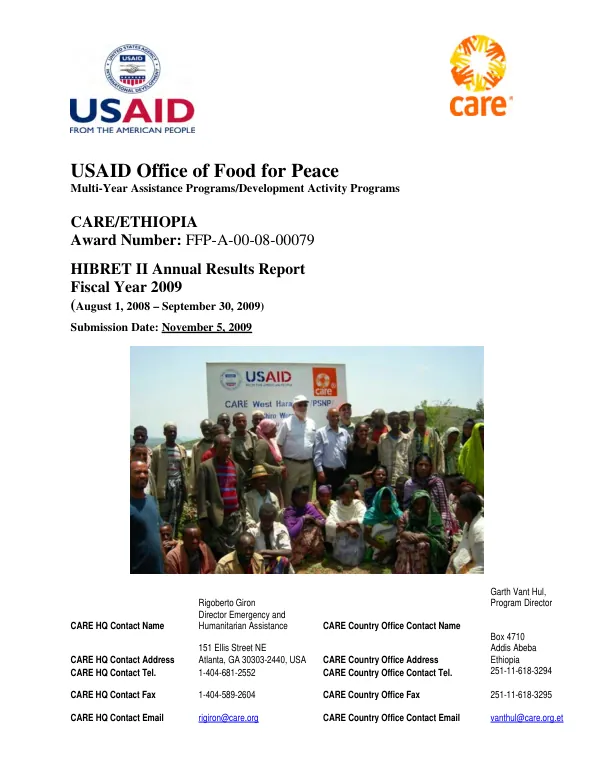 Household income building and empowerment for rural transformation (HIBRET) : annual report FY09