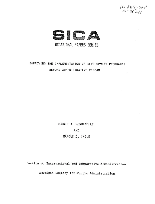 Improving the implementation of development programs : beyond administrative reform