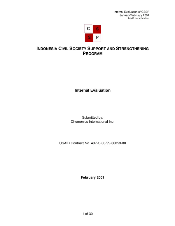 Indonesia civil society support and strengthening program [CSSP] : internal evaluation