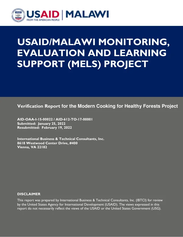 Verification Report for the Modern Cooking for Healthy Forests Project