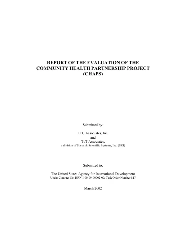 Report on the evaluation of the community health partnership project (CHAPS)