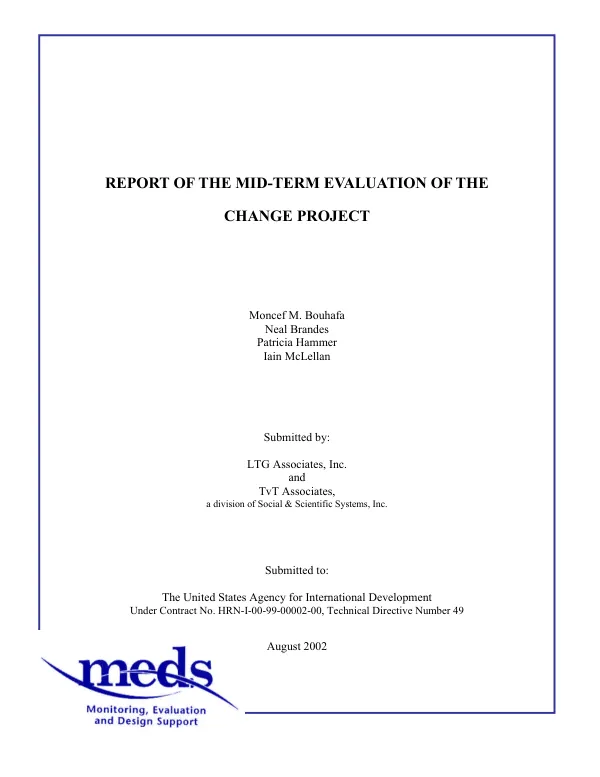 Report of the mid-term evaluation of the CHANGE [communication for behavior change] project