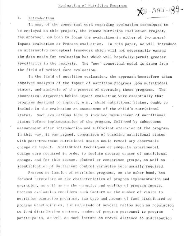 Evaluation of nutrition programs