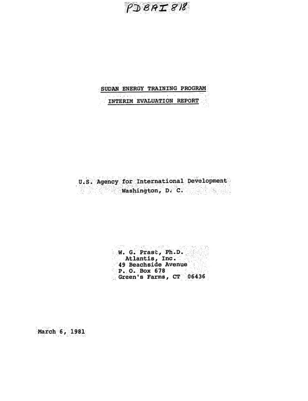 Sudan energy training program : interim evaluation report