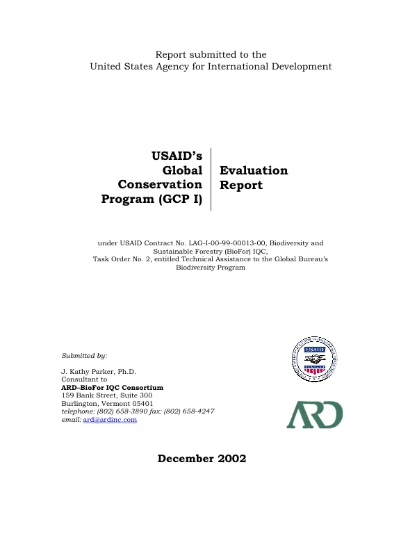 USAID's global conservation program (GCP I) : evaluation report
