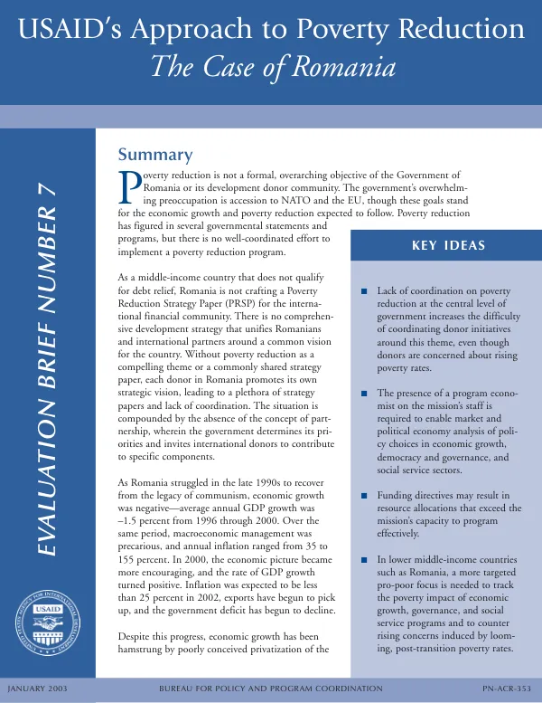 USAID's approach to poverty reduction : the case of Romania