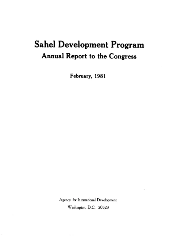 Sahel development program : annual report to the Congress