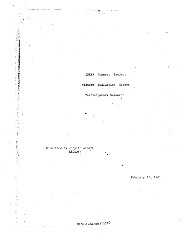 INERA support project; midterm evaluation report, participatory research