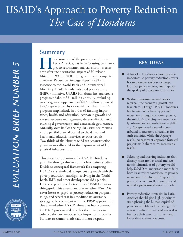 USAID's approach to poverty reduction : the case of Honduras