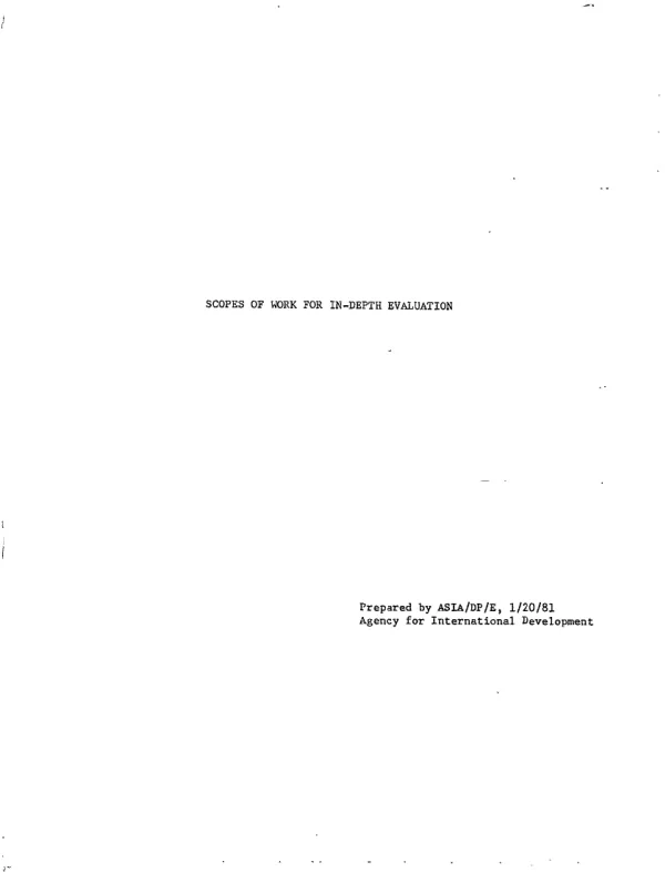 Scopes of work for in-depth evaluation