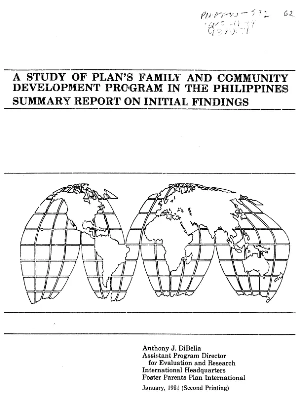 Study of PLAN"s family and community development program in the Philippines : summary report on initial findings