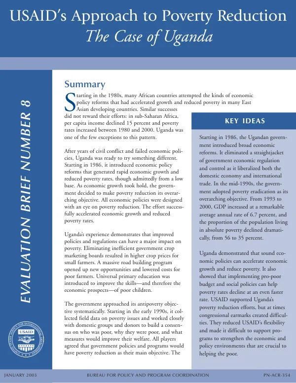 USAID's approach to poverty reduction : the case of Uganda