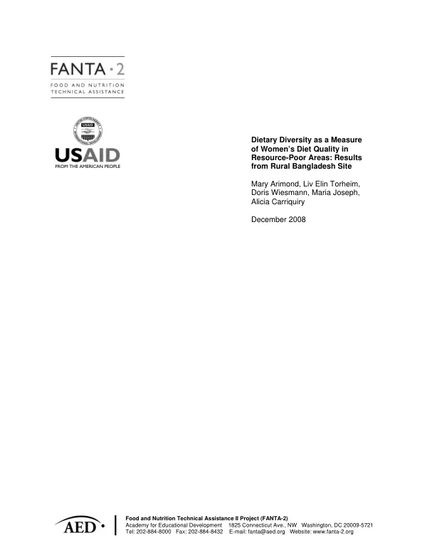 Methodology for diagnosing causes of malnutrition at the community level : the Cali approach