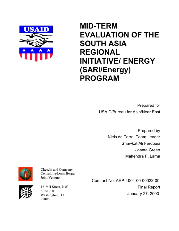 Mid-term evaluation of the South Asia regional initiative/energy (SARI/energy) program