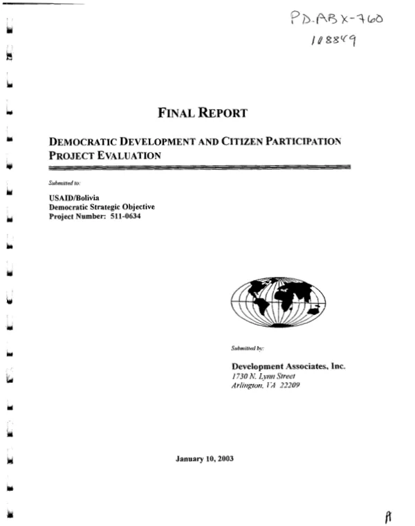 Final report : democratic development and citizen participation -- project evaluation