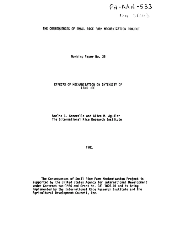 Effects of mechanization on intensity of land use