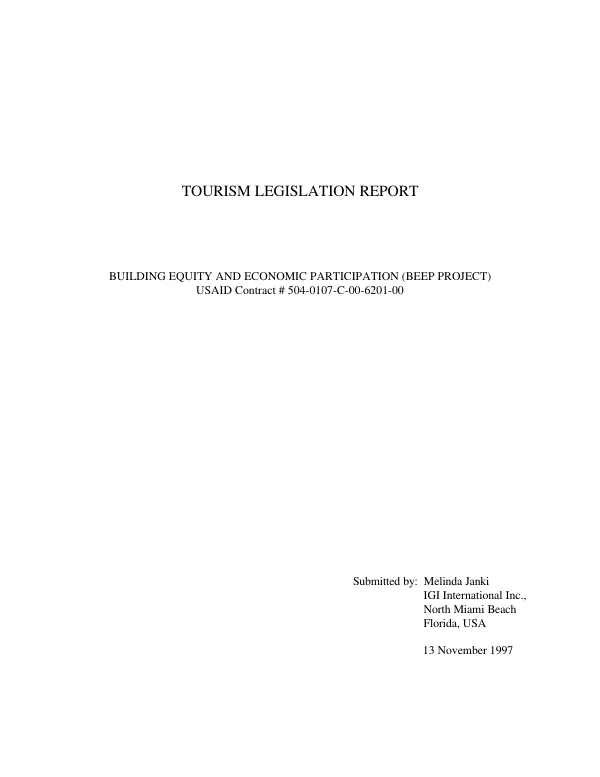 Tourism legislation report