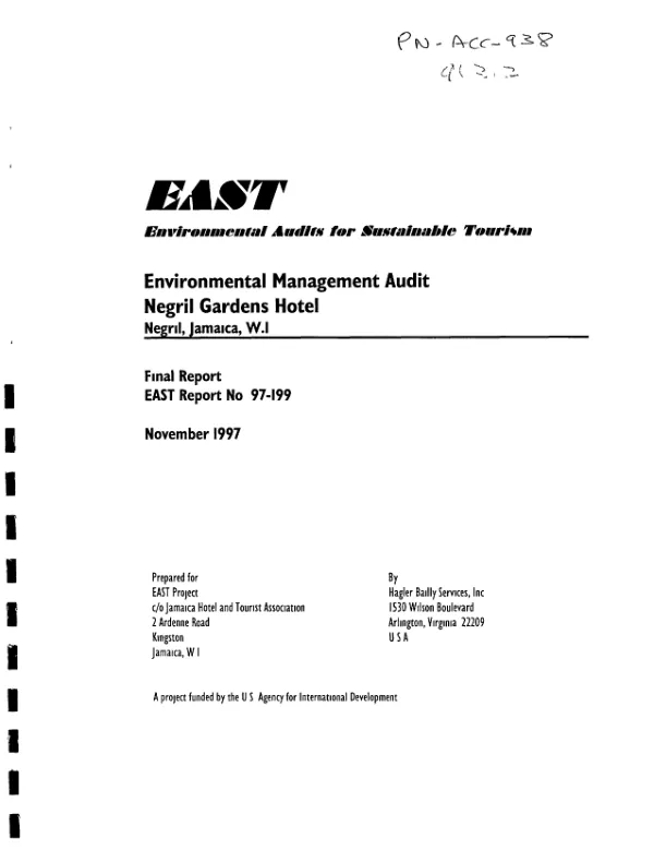 Environmental management audit : Negril Gardens Hotel, Negril, Jamaica, W.I. -- final report