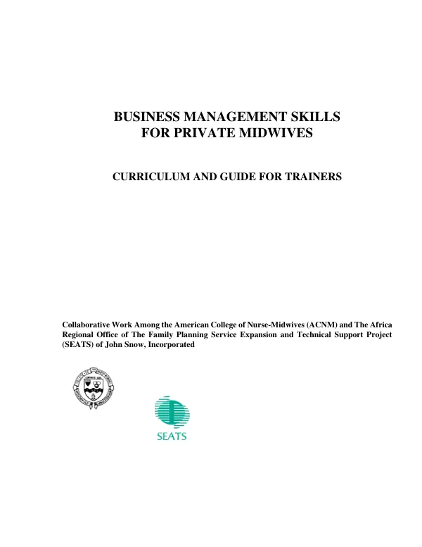 Business management skills for private midwives : curriculum and guide for trainers