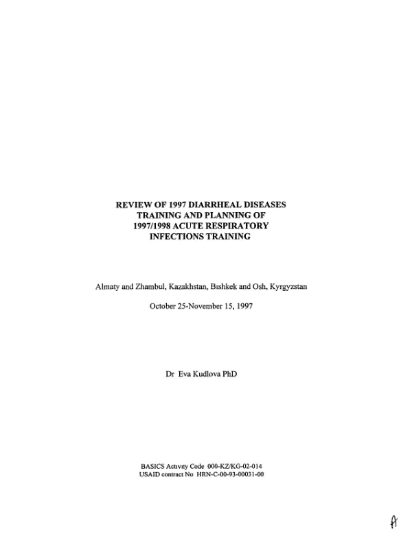 Review of 1997 diarrheal diseases training and planning of 1997/1998 acute respiratory infections training
