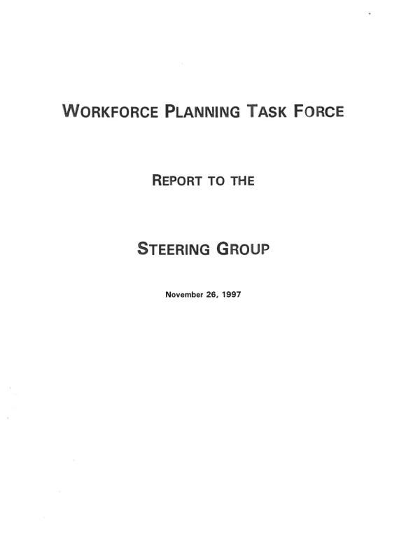 Workforce Planning Task Force report to the Steering Group