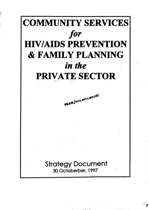 Community services for HIV/AIDS prevention & family planning in the private sector [strategy document]