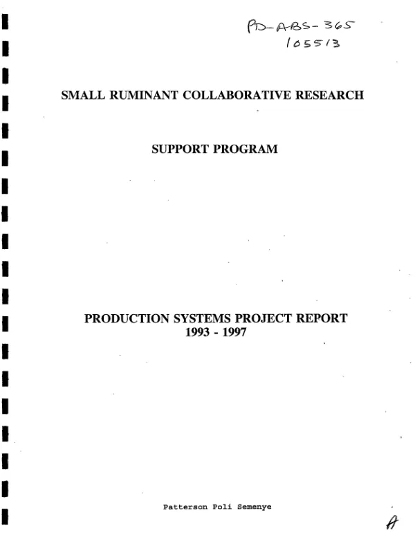 Small ruminant collaborative research support program : production systems project report 1993-1997
