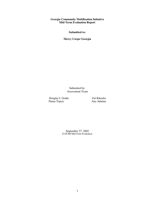 Georgia community mobilization initiative : mid-term evaluation report