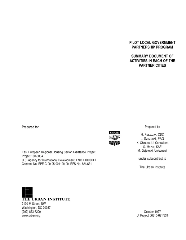 Pilot local government partnership program [LGPP] : summary document of activities in each of the partner cities
