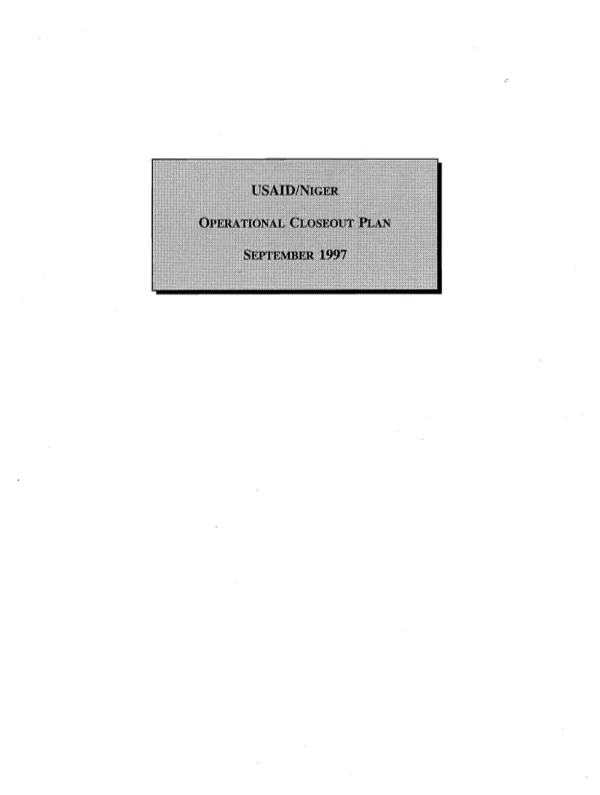 USAID/Niger operational closeout plan