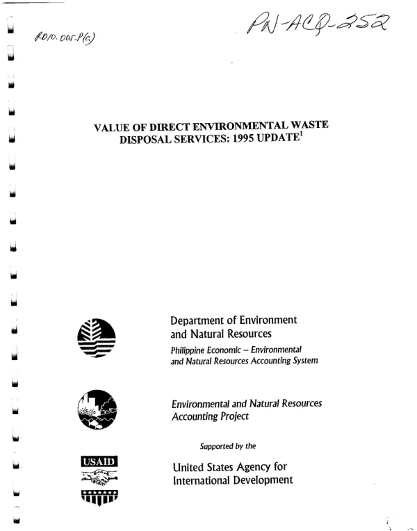 Value of direct environmental waste disposal services : 1995 update
