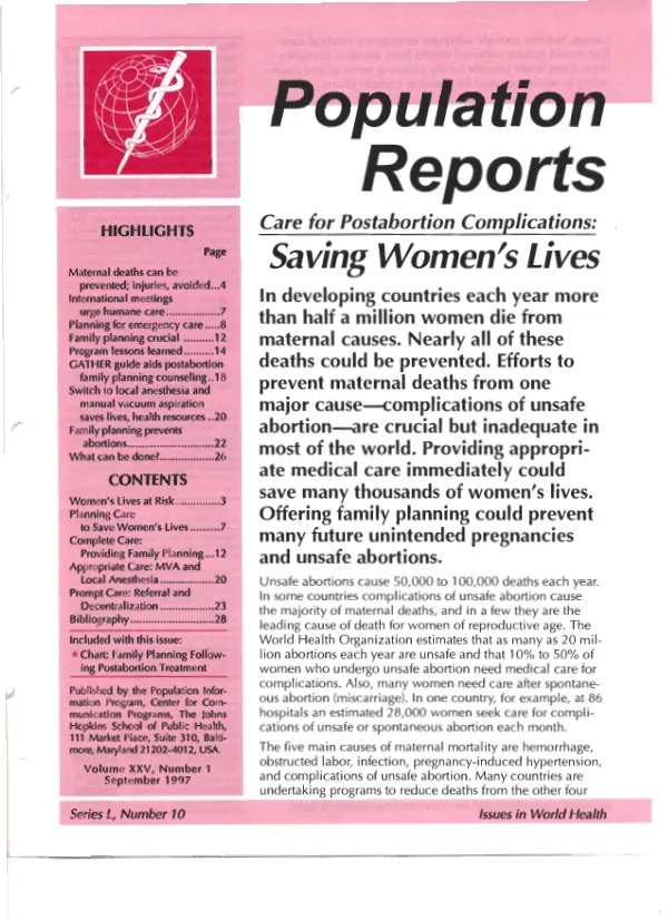 Care for postabortion complications : saving women"s lives