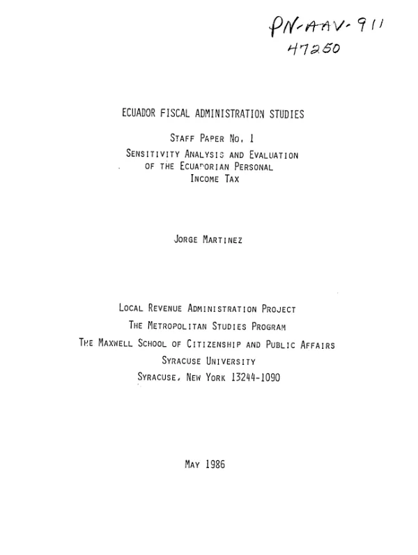 Sensitivity analysis and evaluation of the Ecuadorian personal income tax