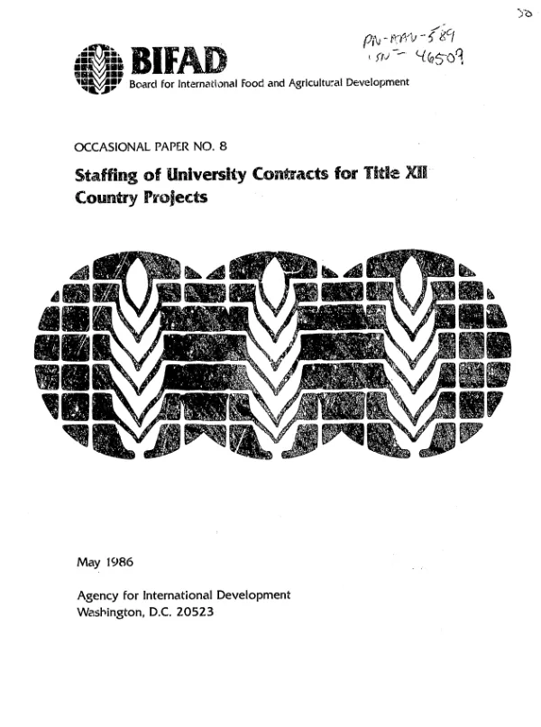Staffing of university contracts for Title XII country projects