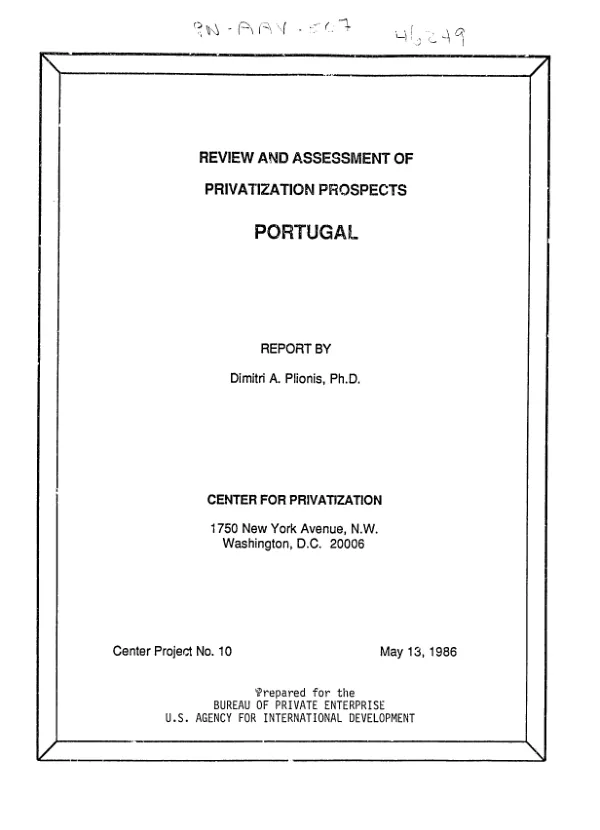 Review and assessment of privatization prospects : Portugal