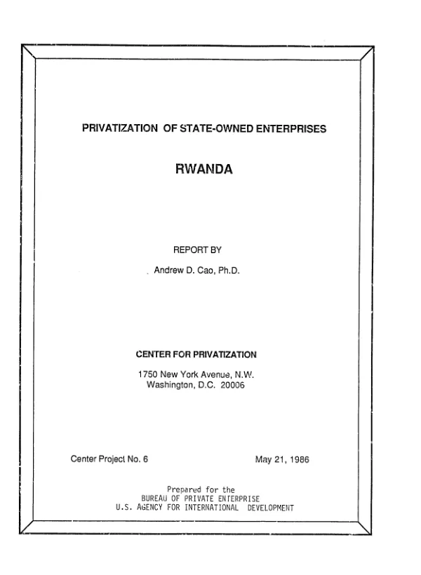 Privatization of state-owned enterprises : Rwanda