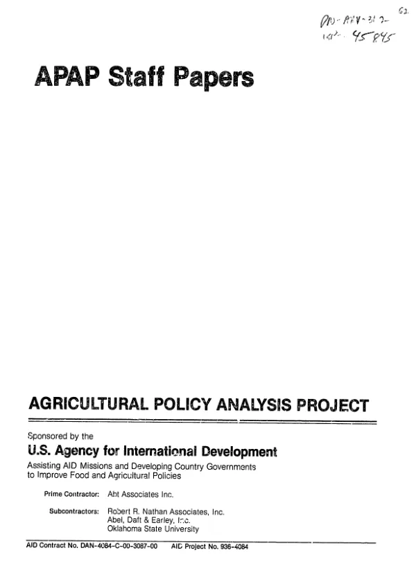 Agricultural policy analysis and planning : a summary of two recent analyses