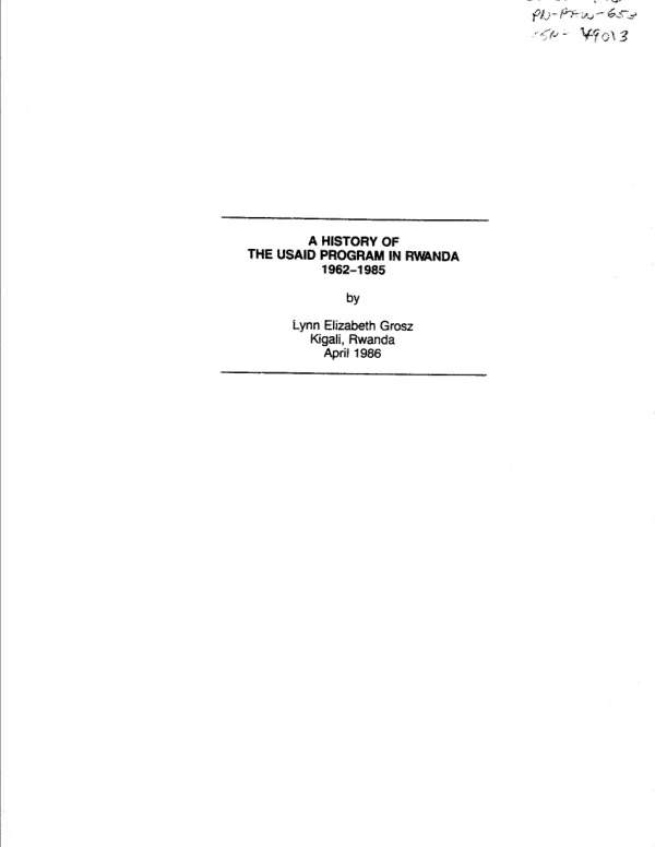History of the USAID program in Rwanda, 1962-1985